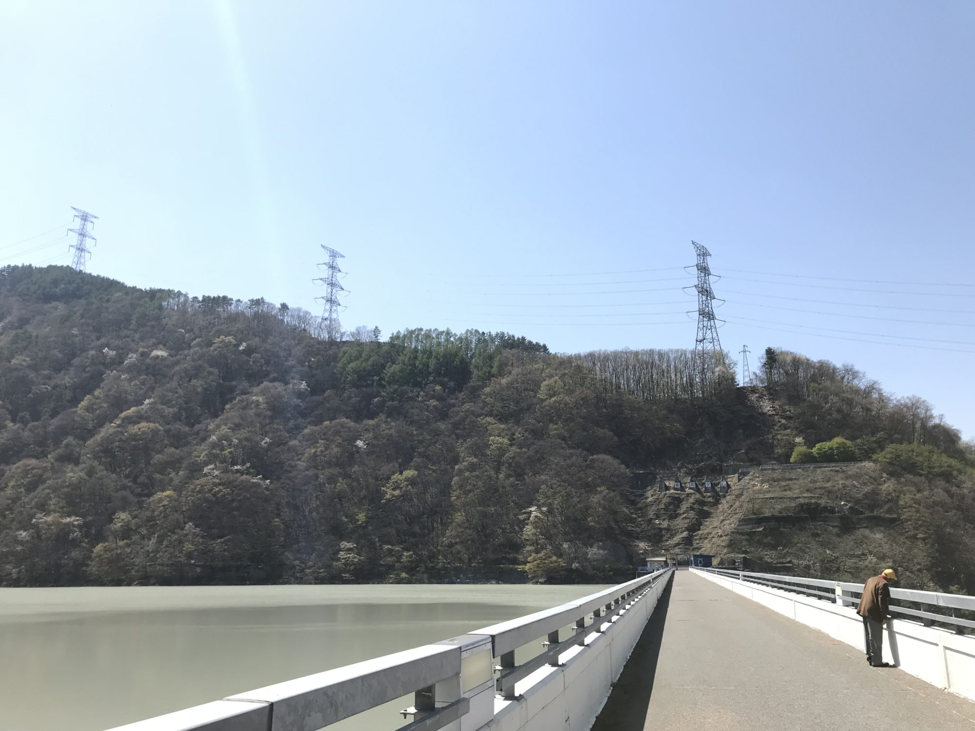 美和ダム堤防の上を歩けます。